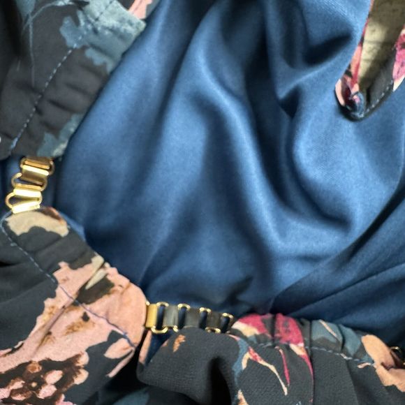 Thalia & Sodi Floral Neck Gold Link Long Sleeve Blouse Women's XL - Picture 14 of 16